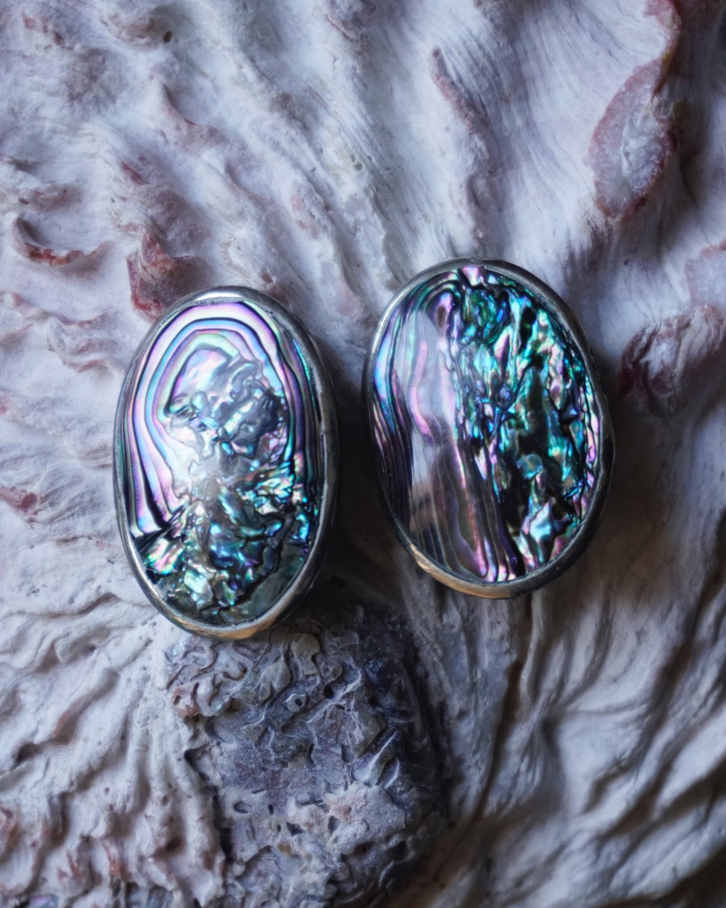 Abalone Clip on Earrings